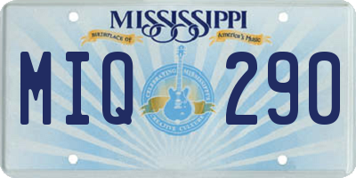 MS license plate MIQ290
