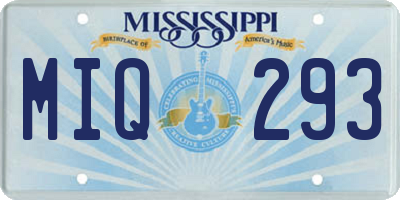 MS license plate MIQ293