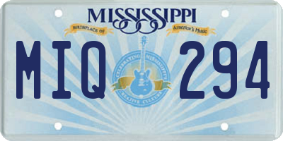 MS license plate MIQ294
