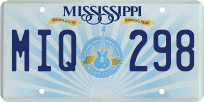 MS license plate MIQ298