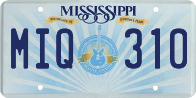 MS license plate MIQ310