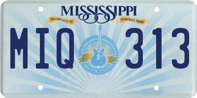 MS license plate MIQ313
