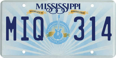 MS license plate MIQ314