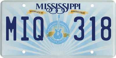 MS license plate MIQ318