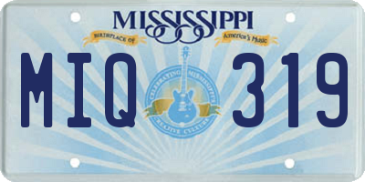 MS license plate MIQ319