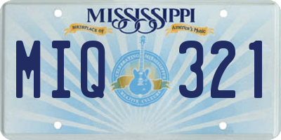 MS license plate MIQ321