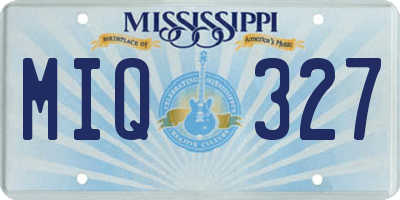 MS license plate MIQ327