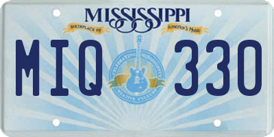 MS license plate MIQ330