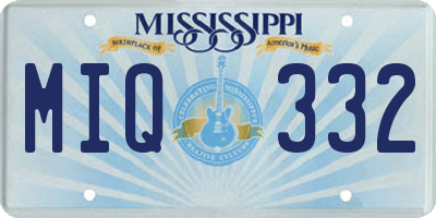 MS license plate MIQ332