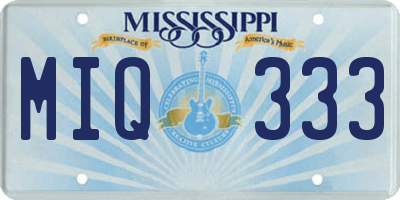 MS license plate MIQ333
