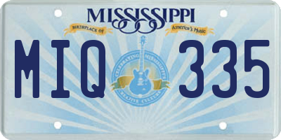 MS license plate MIQ335