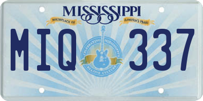 MS license plate MIQ337