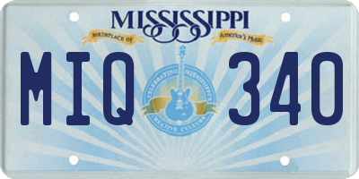 MS license plate MIQ340
