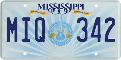 MS license plate MIQ342