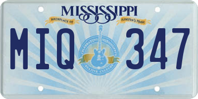 MS license plate MIQ347