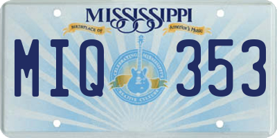 MS license plate MIQ353
