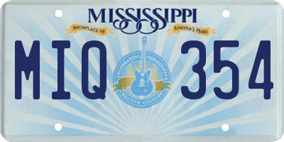 MS license plate MIQ354