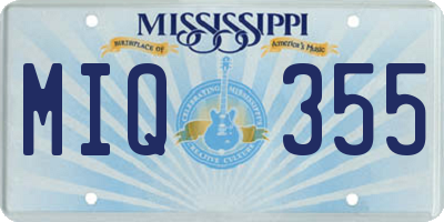 MS license plate MIQ355