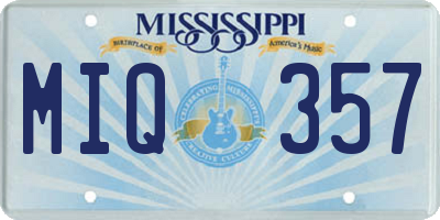 MS license plate MIQ357
