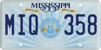 MS license plate MIQ358