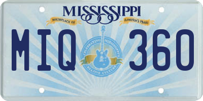 MS license plate MIQ360