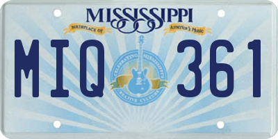 MS license plate MIQ361