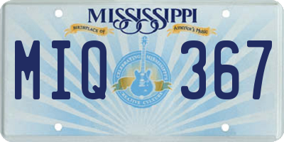 MS license plate MIQ367