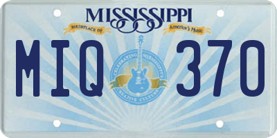 MS license plate MIQ370