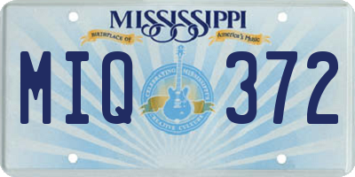 MS license plate MIQ372