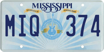 MS license plate MIQ374