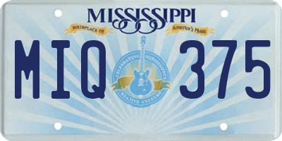 MS license plate MIQ375