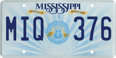 MS license plate MIQ376