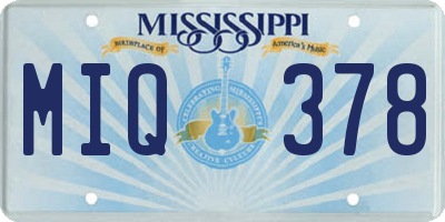 MS license plate MIQ378