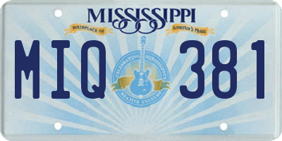 MS license plate MIQ381