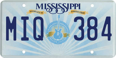 MS license plate MIQ384