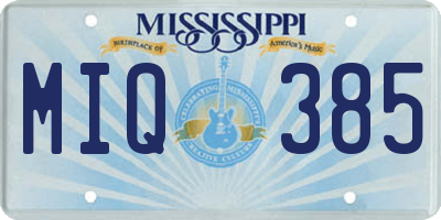 MS license plate MIQ385