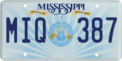 MS license plate MIQ387
