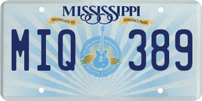 MS license plate MIQ389