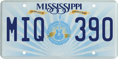 MS license plate MIQ390