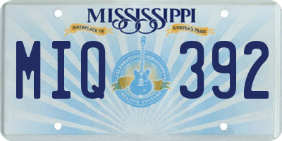 MS license plate MIQ392
