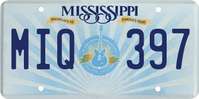 MS license plate MIQ397