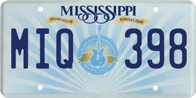 MS license plate MIQ398