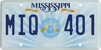 MS license plate MIQ401