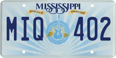 MS license plate MIQ402