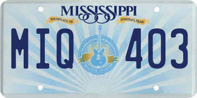 MS license plate MIQ403