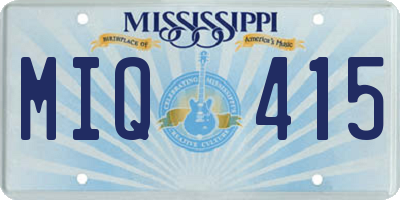 MS license plate MIQ415
