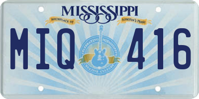 MS license plate MIQ416
