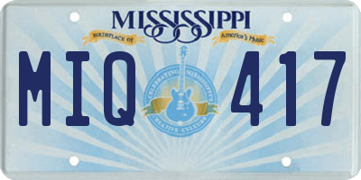 MS license plate MIQ417
