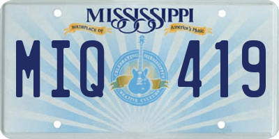 MS license plate MIQ419