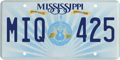 MS license plate MIQ425